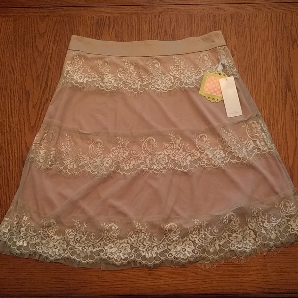 Pink/Taupe lace skirt